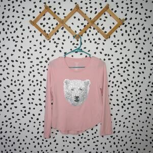 Member’s Mark Pink Sequin Polar Bear Long Sleeve Girls Graphic T-Shirt